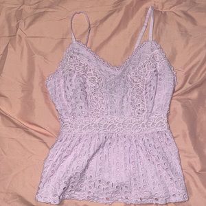 Pink lace cropped tank top